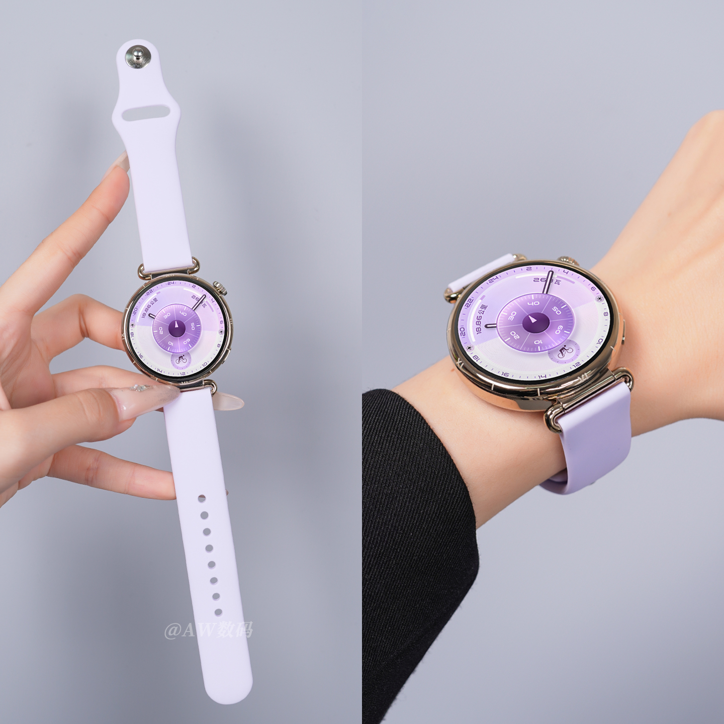 适用华为gt6流光紫表带gt5硅胶女