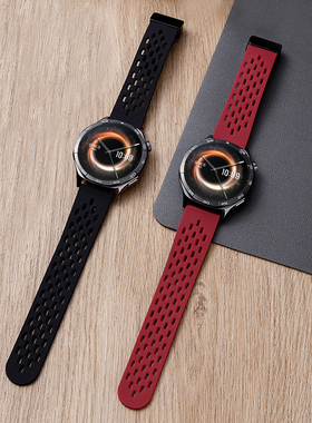 适用小米watch5手表S4 Sport表带男透气硅胶酒红色磁吸扣表带运动Watch S3/S2手表链S1pro智能color2手表带女