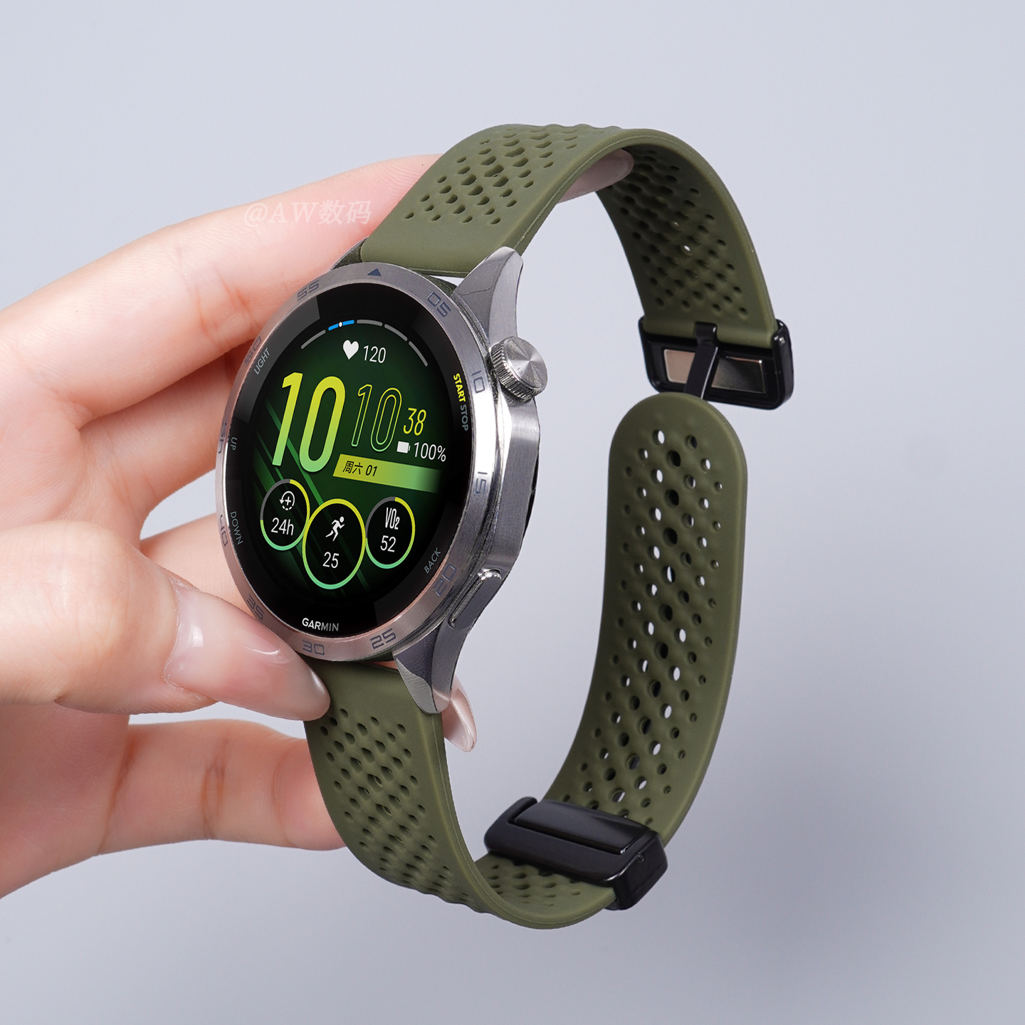 适用佳明表带运动网孔硅胶透气