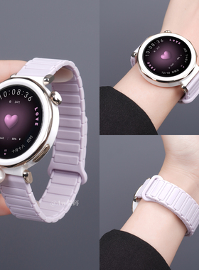 新款适用华为gt5pro表带watchgt6手表女透气磁吸硅胶watch5腕表智能gt4/3/2秋冬高级浅紫色FIT运动男生替换带