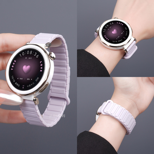2秋冬高级浅紫色FIT运动男生替换带 新款 适用华为gt5pro表带watchgt6手表女透气磁吸硅胶watch5腕表智能gt4
