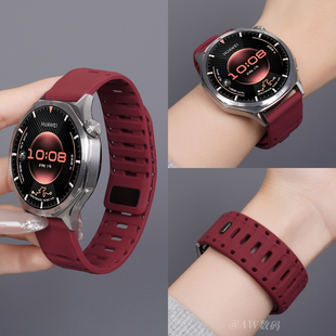 适用华为GT6表带gt5pro手表男士 Watch5鲨鱼纹透气硅胶GT4磁吸扣3pro高级2E智能荣耀手表运动专用腕带22mm 新款