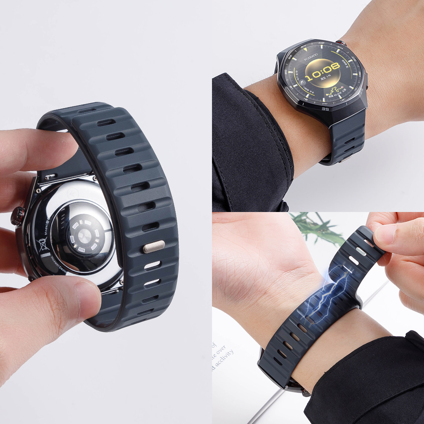 适用华为GT6pro手表带watchgt5诺曼磁吸硅胶watch5腕表带gt4运动GT3pro智能watch4pro男士创意高级透气替换带