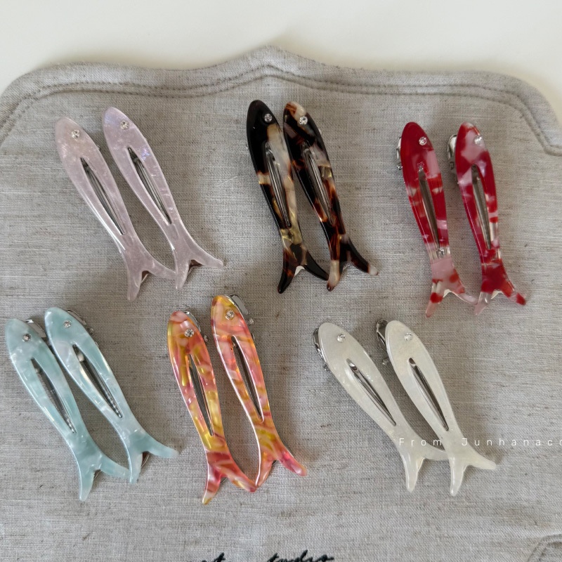 可爱醋酸小鱼发夹鸭嘴夹甜美少女刘海夹边夹前额发卡百搭气质发饰