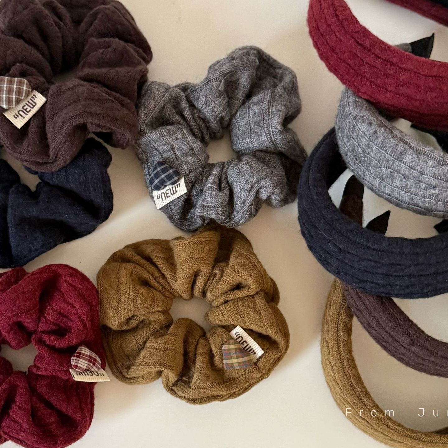 韩版针织大肠发圈发箍复古气质百搭丸子头毛线发绳马尾头绳女