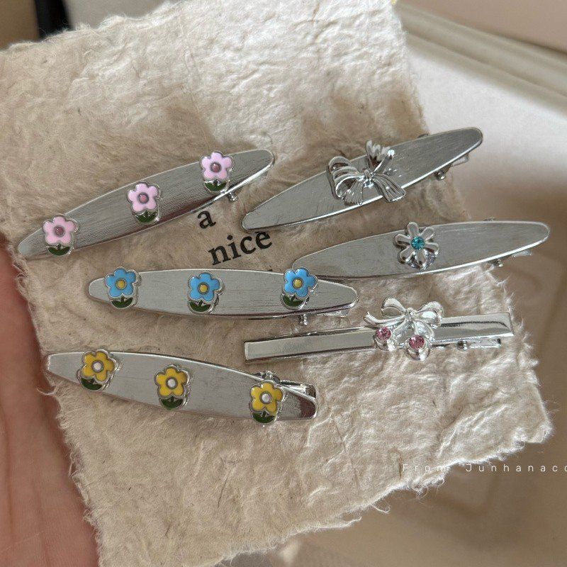 钻彩边夹复古简约银色小花发卡