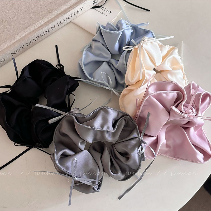 少女芭蕾小丝带蝴蝶结飘带大肠发圈简约纯色气质发绳扎头发头绳发