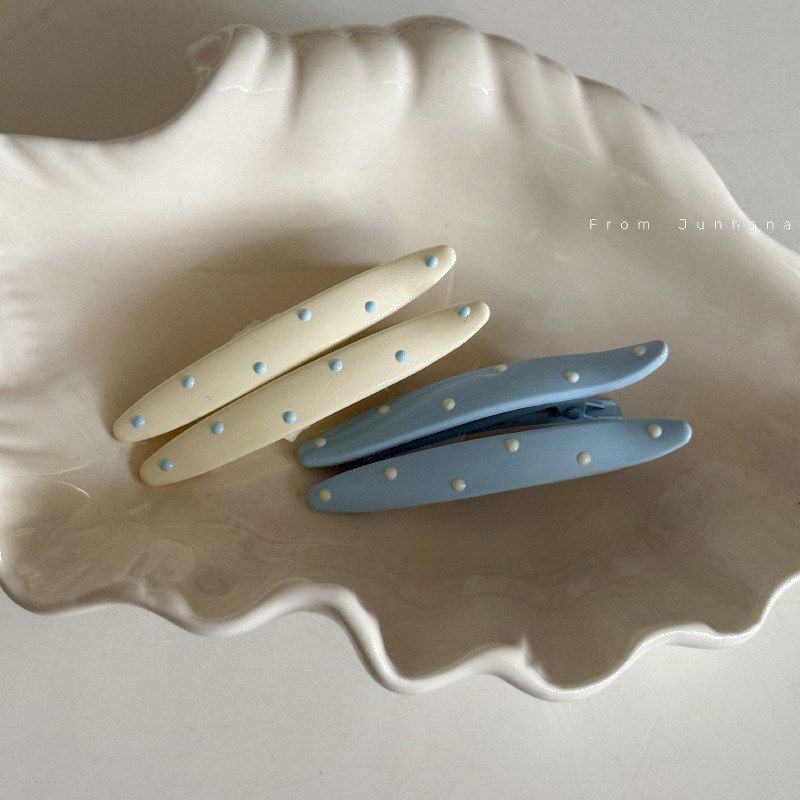 夹奶油色波点发夹少女刘海夹风