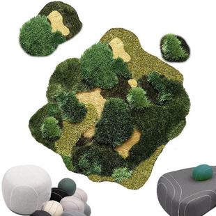 绿色草地苔藓地毯儿童房橱窗商场展台样板间森林不规则创意家用毯