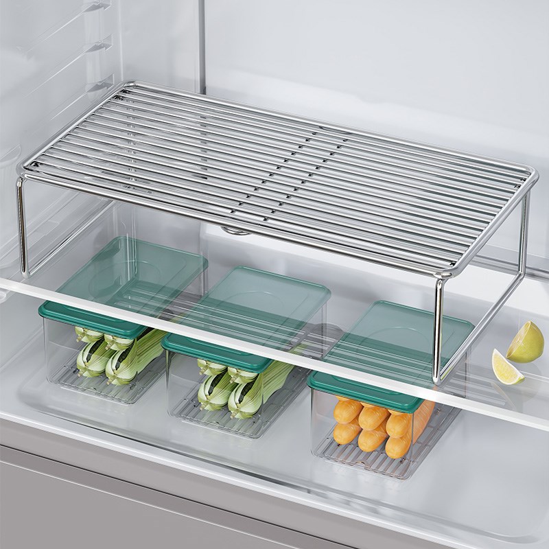 冰箱内分层架不锈钢家用菜盘支架冷藏柜分层隔板收纳层架隔层神器