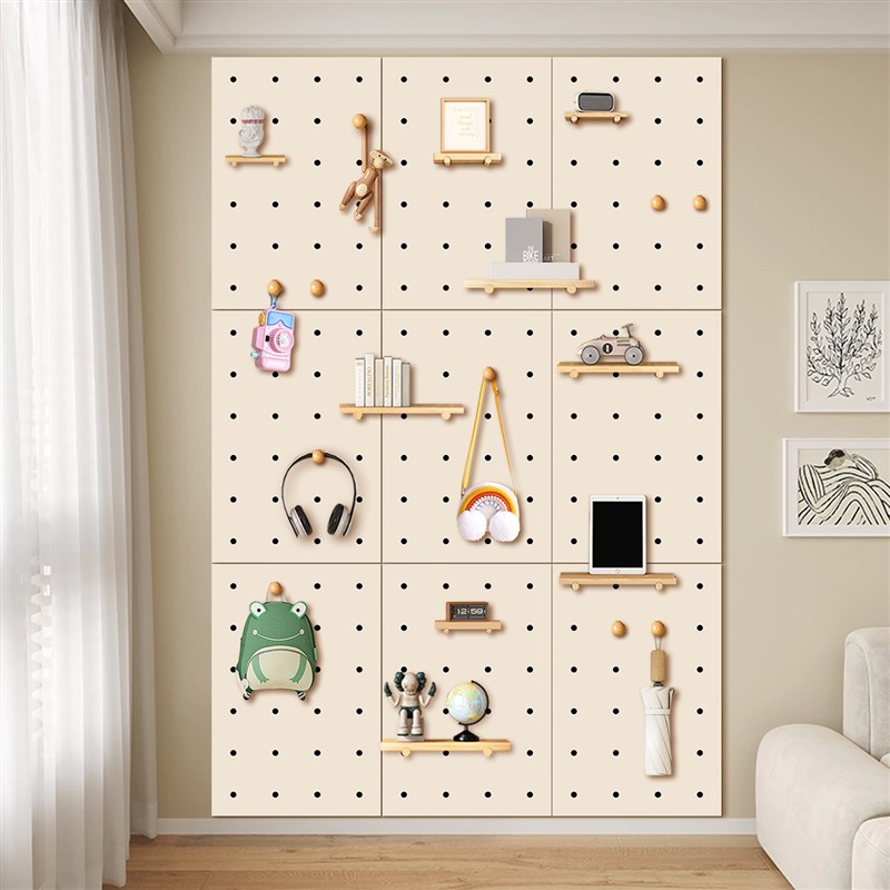 洞洞板客厅墙面装饰置物架免打孔隔板收纳架家用造型墙定制展示架