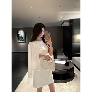 刘智贤【辛西娅小姐】清冷高智感薄纱披肩连衣裙女名媛聚会轻礼服