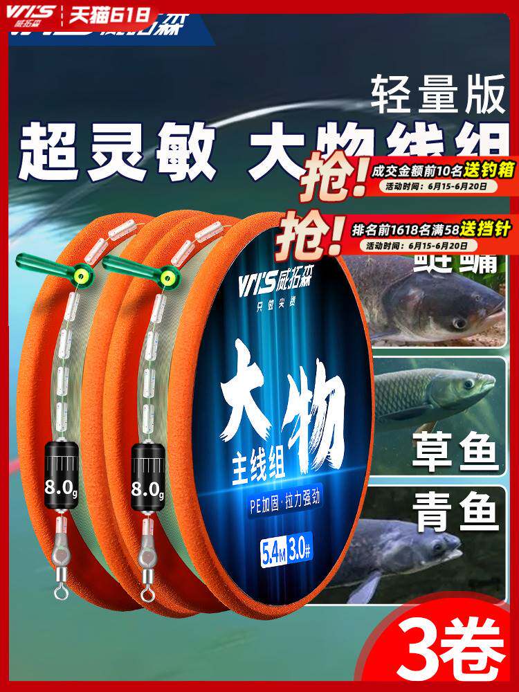 进口?大物线组成品钓鱼主线全套青鱼草鱼鲢鳙巨物专用鱼线
