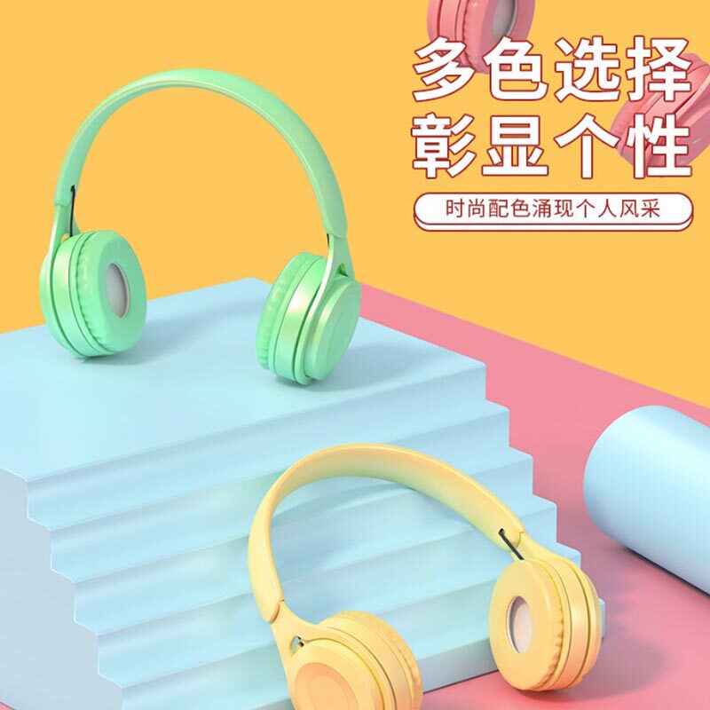 拍照道具小物件潮童摄影马卡龙色耳机婚纱情侣旅拍饰品伸缩耳麦写
