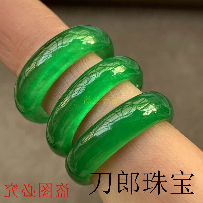 高端款缅甸老坑翡翠色戒指冰种帝王绿阳绿戒圈男女款玉石指环包邮