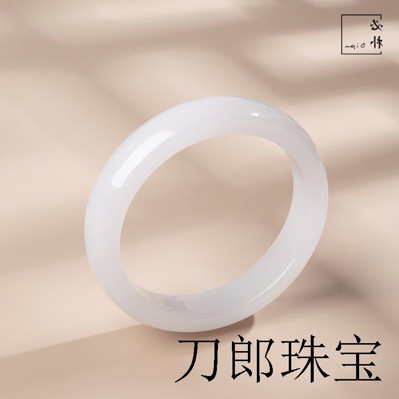 玉石羊脂白金丝玉手镯美人福镯子送女友闺蜜款送礼品证书精品手饰