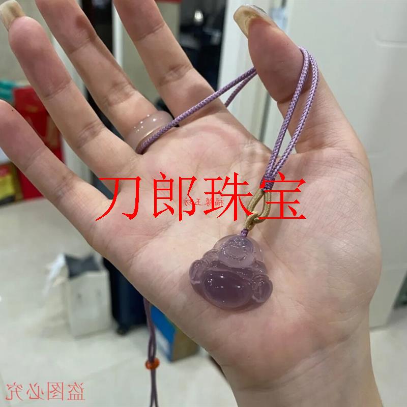 精选老矿高冰马料玉髓帝王紫佛公紫气东来玛瑙吊坠女款项链送妈妈