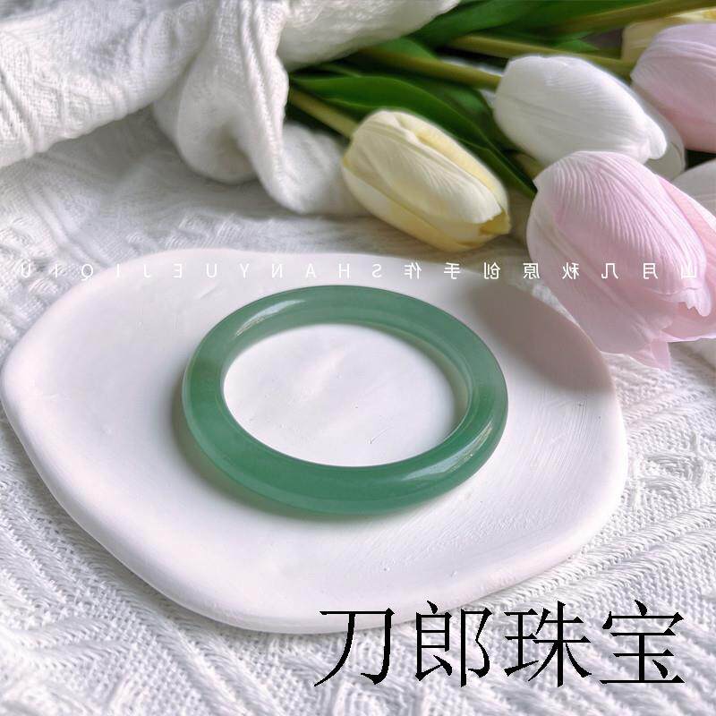 原创纯天然东陵玉手镯夏季汉服配饰显白玉镯子送妈妈礼物正品百搭
