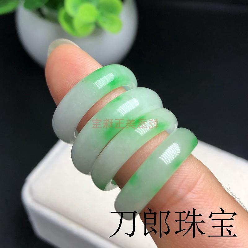 高端翡翠色冰糯种戒指飘绿戒圈