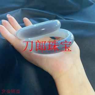 新疆和田玉青海料羊脂白玉烟紫色双色泥鳅背女款手镯玉石镯子送礼