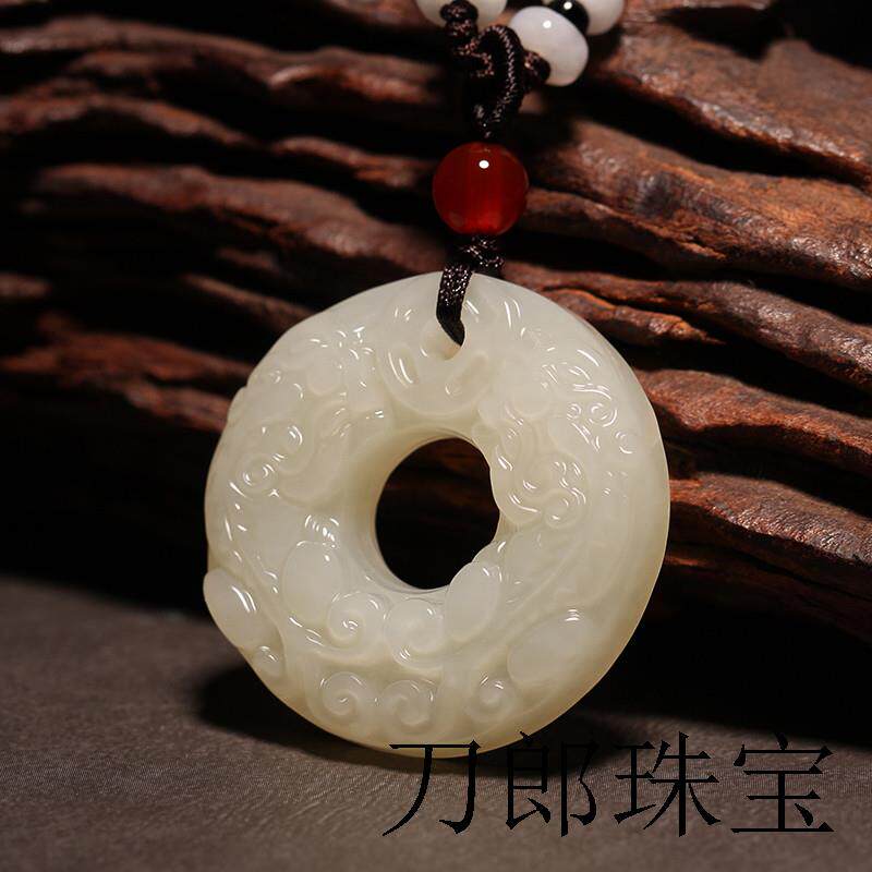 新疆和田玉色双貔貅精品吊坠男貔修平安扣项链女皮丘玉坠招财护身