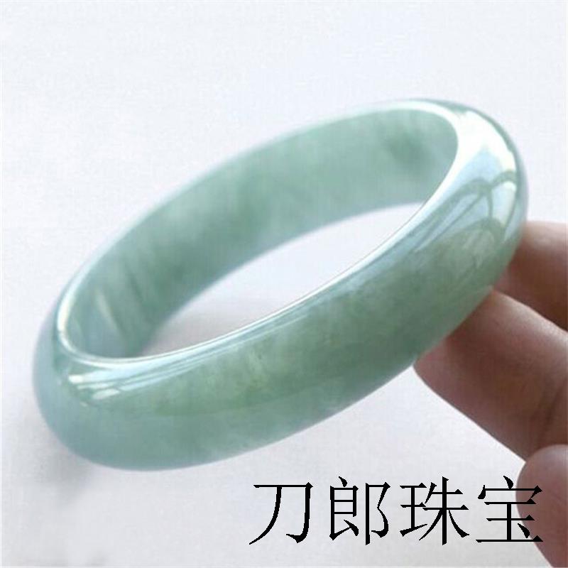 翡翠玉手镯冰糯种缅甸老坑翠玉镯子女款玉器阳绿飘花窄边手饰证书