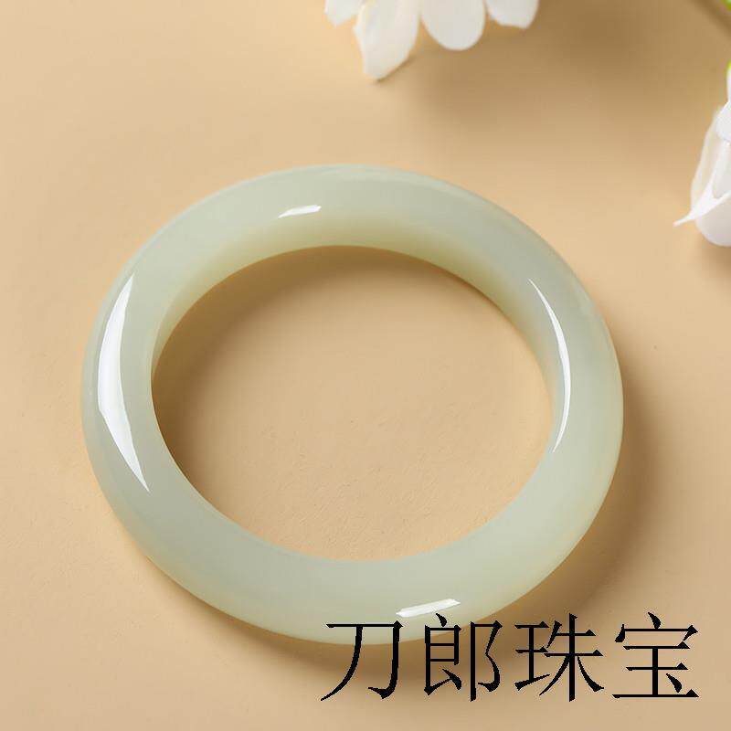 新疆和田玉色手镯羊脂玉细条女款白玉镯玉石玉镯子精品带证书百搭