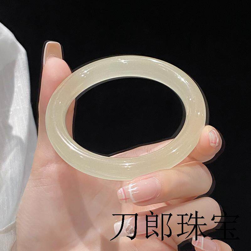 玉手镯女青白玉岫玉镯子2023新款送妈妈闺蜜送礼品带证书精品手饰