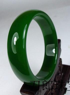 高端新疆和田玉碧玉手镯菠菜绿手镯少女款手镯子玉手镯精品百搭款