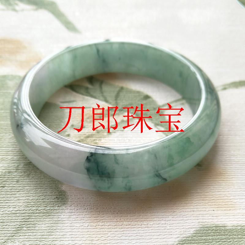 缅精品翡翠色冰糯种飘兰花玉镯子正圈冰糯种贵妃镯满绿玉手镯送礼