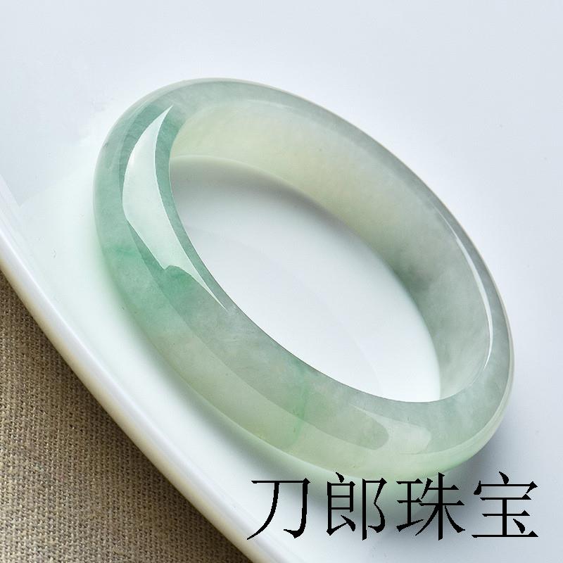 冰种飘花玉手镯年轻款浅绿玉镯子细油青贵妃飘阳绿玉镯女翡翠手镯