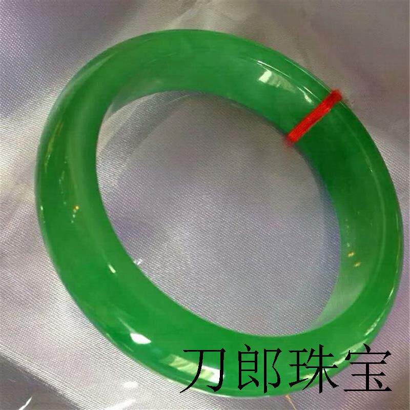 缅甸老坑翡翠色帝王绿手镯冰种满绿手镯正圈玉飘花水润精品百搭款
