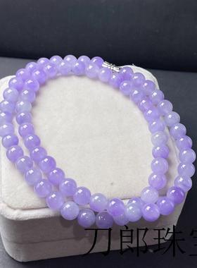 精品缅甸老坑高端冰糯种满紫罗兰项链翡翠色手链女款时尚饰品送人