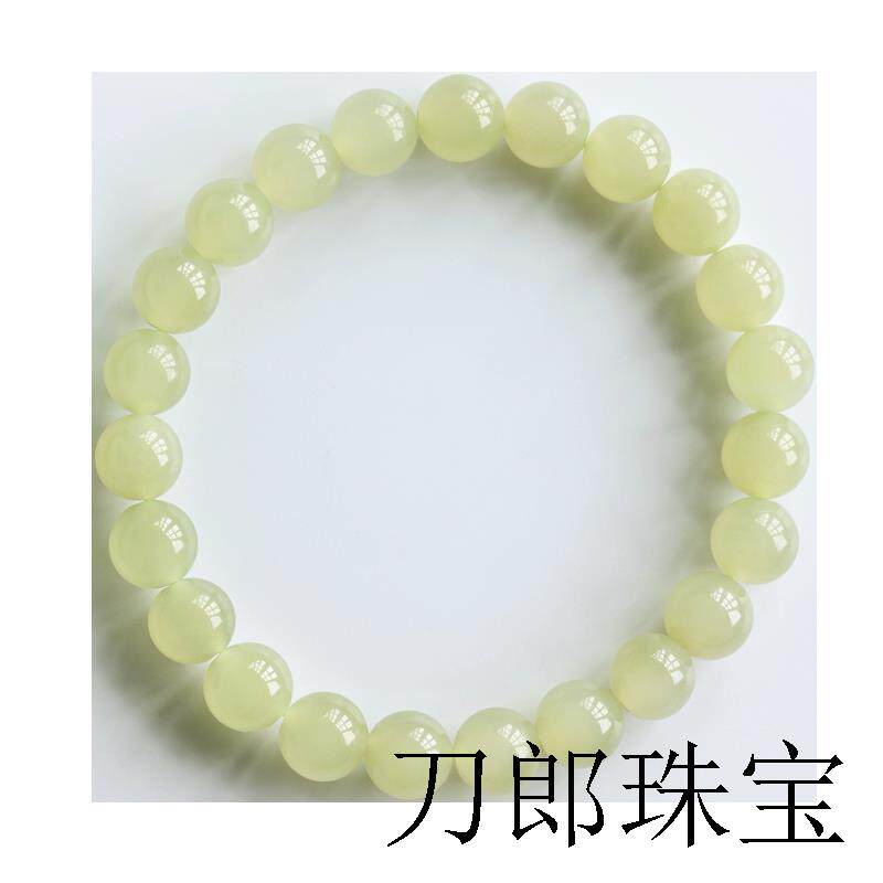 新疆和田玉手串手链女款女士串珠金冰晴水手镯玉石散珠子素圈手串