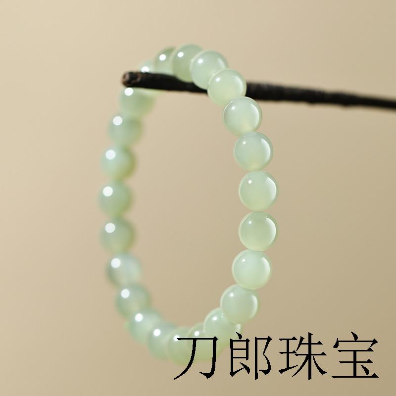 和田玉手串女男晴水手串金水晶玉石手链玉手串散珠吊坠青白玉手镯