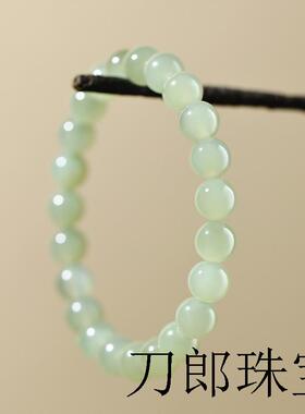 和田玉手串女男晴水手串金水晶玉石手链玉手串散珠吊坠青白玉手镯