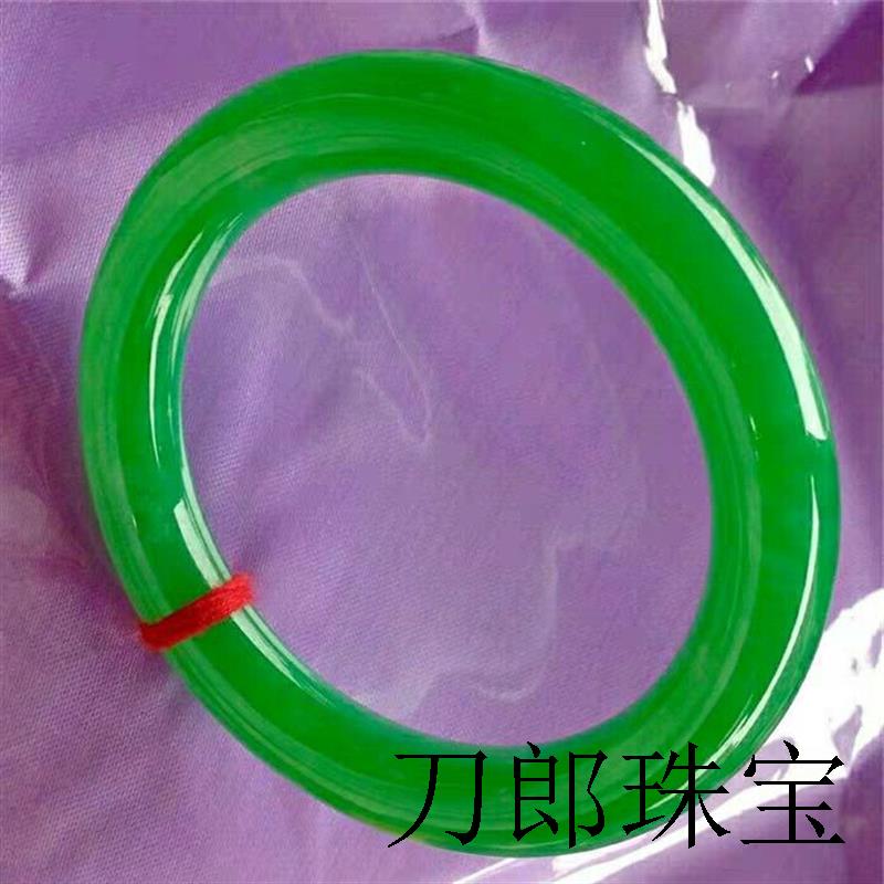 翡翠色手镯冰糯种满绿精品女款圆条贵妃缅甸玉石帝王绿玉镯子百搭