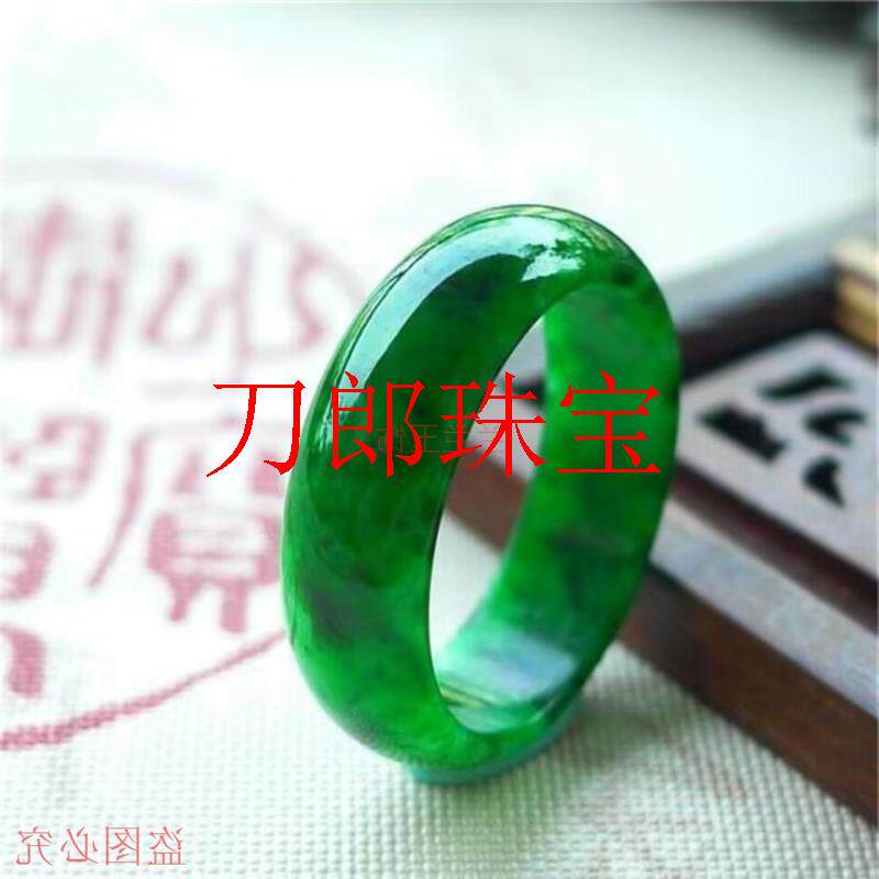 缅甸翡翠色戒指干青铁龙生飘花满绿指环祖母绿新中式男女款玉指环