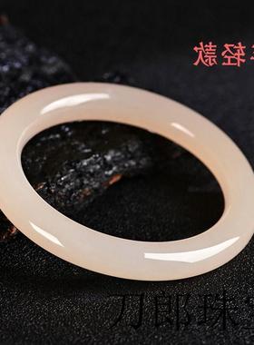 新疆和田玉淡藕粉樱花粉手镯天然女款冰透玉石镯子阿富汗a货证书