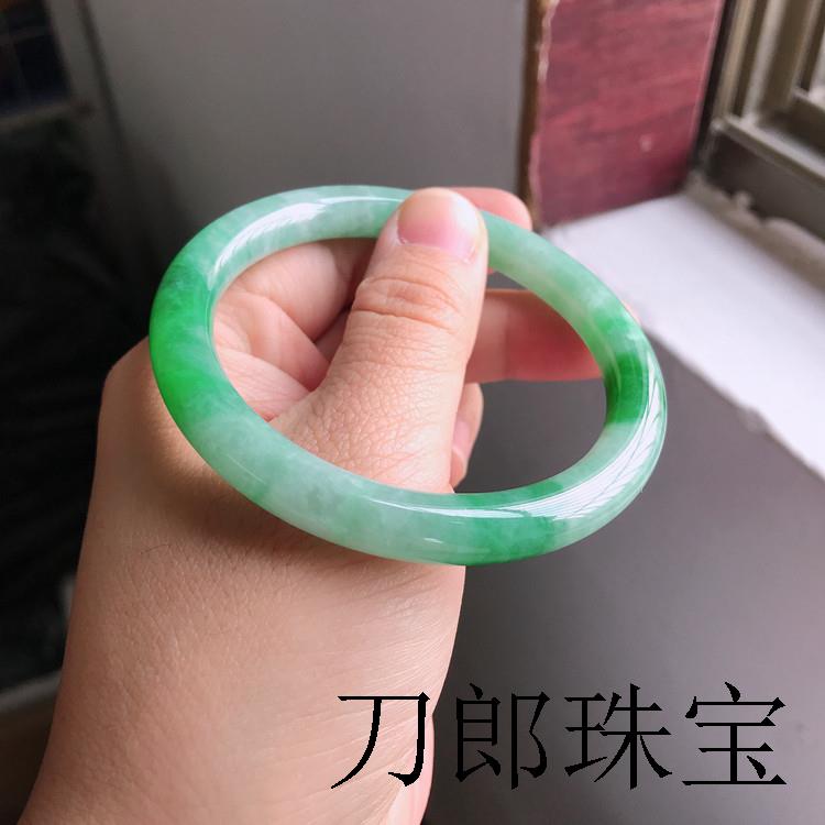 精选缅甸老坑翡翠色冰糯种飘花阳绿色小细圆条高级感时尚百搭女款