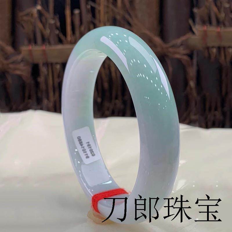 翡翠玉手镯冰糯种圆镯子玉石女款精品阳绿浅绿正圈玉镯时尚气质款
