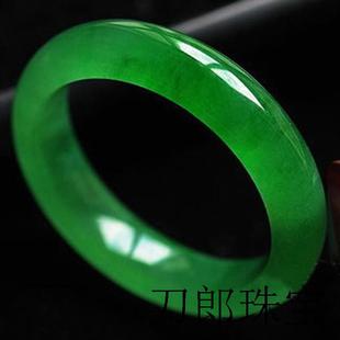 缅甸绿色玉镯子女款翡翠色手镯冰种高端玉石手镯正品圆条玉镯百搭
