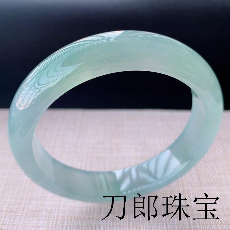 缅甸冰晴水翡翠手镯飘绿玉镯油青原石玉冰种处理玉手镯送女友证书