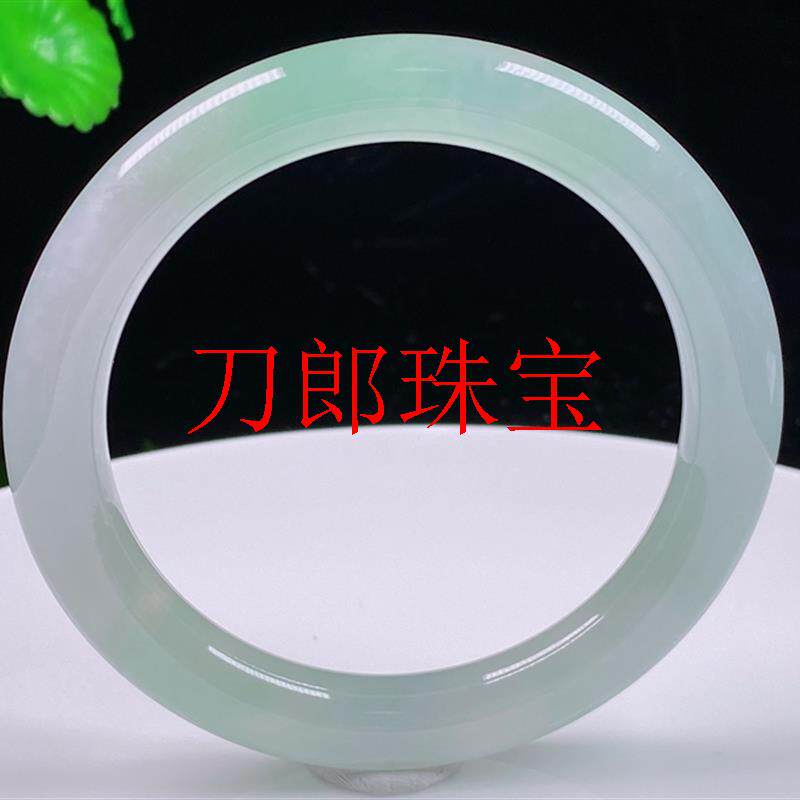 冰种翡翠色玉圆条手镯缅甸处理飘绿冰糯叮当镯玉石单色通透少女款