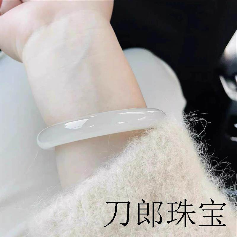 玉髓手镯女冰种夏季小众荔枝冻镯子白玉生日礼物玉镯送女朋友百搭