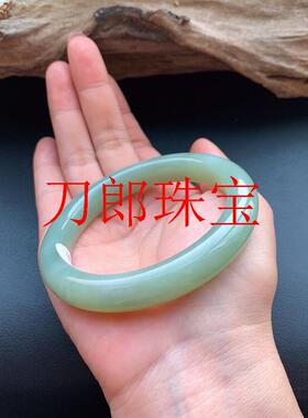 新疆且末料和田玉手镯飘糖色莫蓝迪色系扁条青白玉贵妃玉石手镯子
