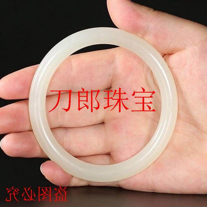 高端新疆和田玉白玉羊脂白玉手镯细圆条小清新玉石手镯少女款饰品