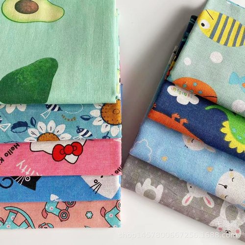 清新印花 麻布印花 卡通动物 坐垫 抱枕 桌布 收纳袋 工艺品用布