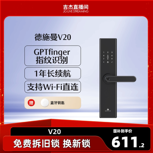 【吉杰年货节】德施曼V20新品指纹锁家用密码电子智能锁小嘀YB