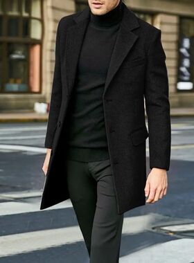 Single breasted thickened trench coat for me单排扣加厚风衣男